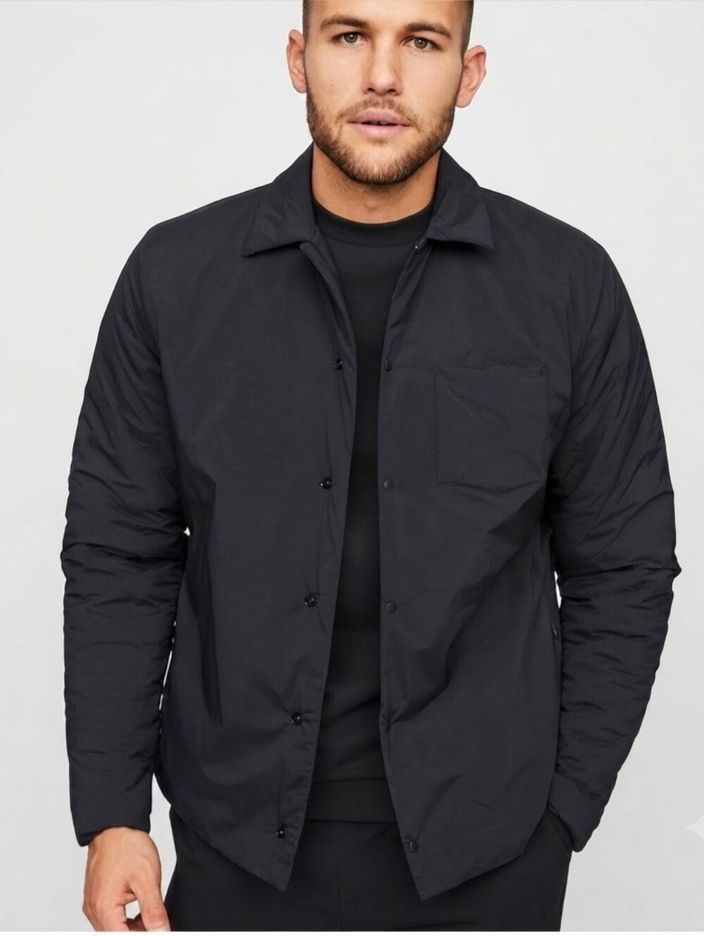 Hill City Thermal Light Black Shirt Jacket Winter Shacket Insulated Mens Size S